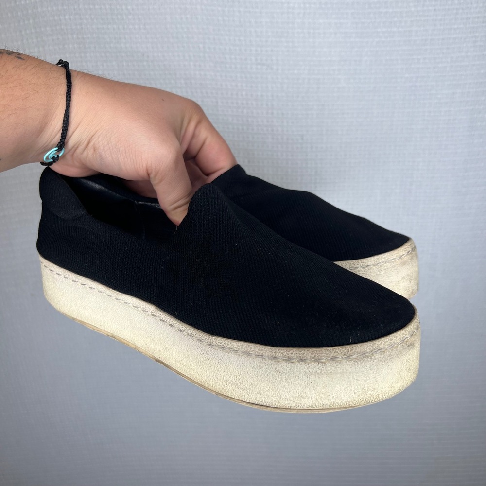 Opening Ceremony Black Ribbed Knit Platform Slip On Sneakers Women Size 37